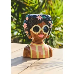 Cache pot en dolomite orange - Funny