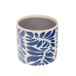 Cache-pot en céramique bleu et blanc H12cm - Rhodes