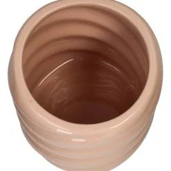 Cache-pot torsadé en grès rose d14cm