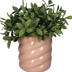 Cache-pot torsadé en grès rose d14cm