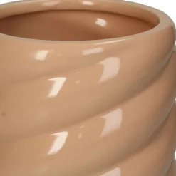 Cache-pot torsadé en grès rose d14cm