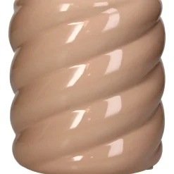 Cache-pot torsadé en grès rose d14cm