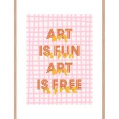Cadre avec affiche "Art is Fun Art is Free" en chêne clair 50x70cm - Lario