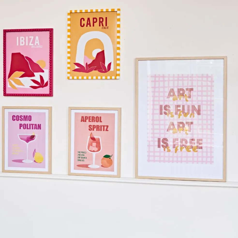 Cadre avec affiche "Art is Fun Art is Free" en chêne clair 50x70cm - Lario