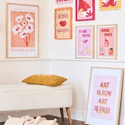 Cadre avec affiche "Flowers and love" chêne clair 50x70cm - Lario