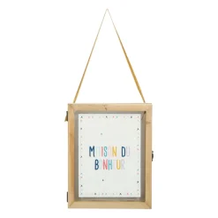 Cadre déco maison bonheur ruban multicolore 20x25cm