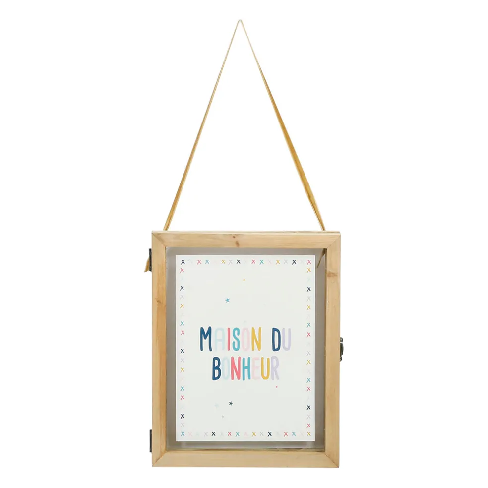 Cadre déco maison bonheur ruban multicolore 20x25cm