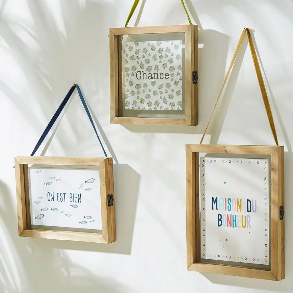 Cadre déco maison bonheur ruban multicolore 20x25cm