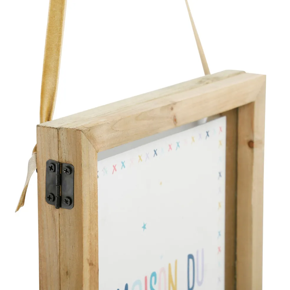 Cadre déco maison bonheur ruban multicolore 20x25cm