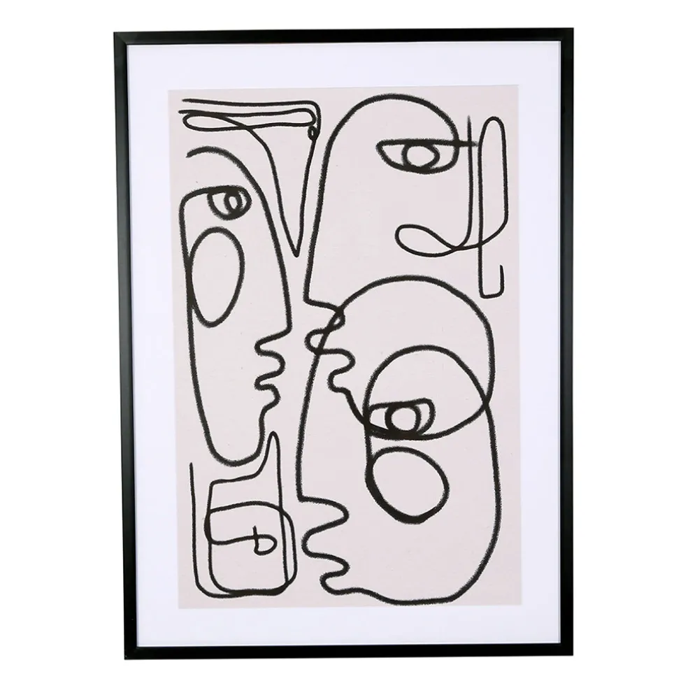 Cadre deco arty visage noir 52x72cm