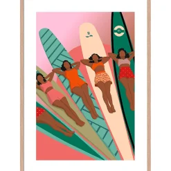 Cadre image graphic surf woman 50x70cm lario chêne
