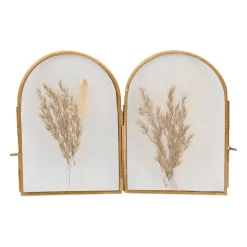 Cadre photo 2 vues en verre et laiton doré 10x10cm - Retro