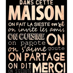 Cadre " Dans cette maison" en bois naturel et noir 30x40cm