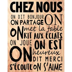 Cadre "Chez nous" en bois naturel et noir 30x40cm