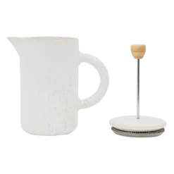 Cafetière à piston blanc moucheté 1.1l en grès - nordika