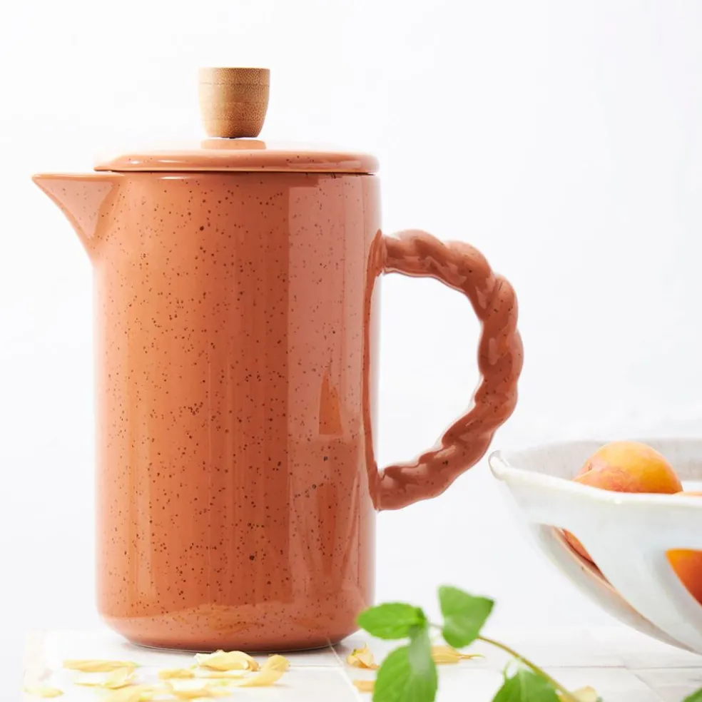 Cafetière à piston en grès et inox terracotta 1l - Organic