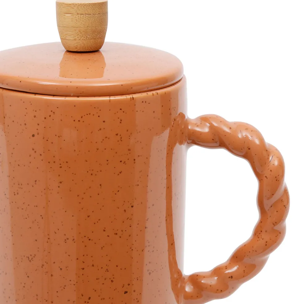 Cafetière à piston en grès et inox terracotta 1l - Organic
