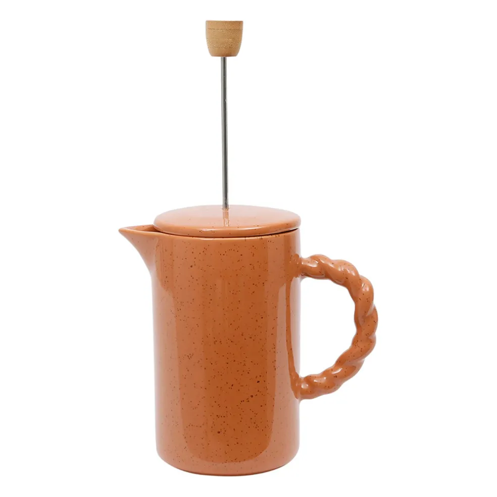 Cafetière à piston en grès et inox terracotta 1l - Organic