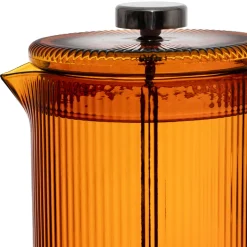 Cafetière à piston striée en verre borosilicate ambre et émeraude 1L