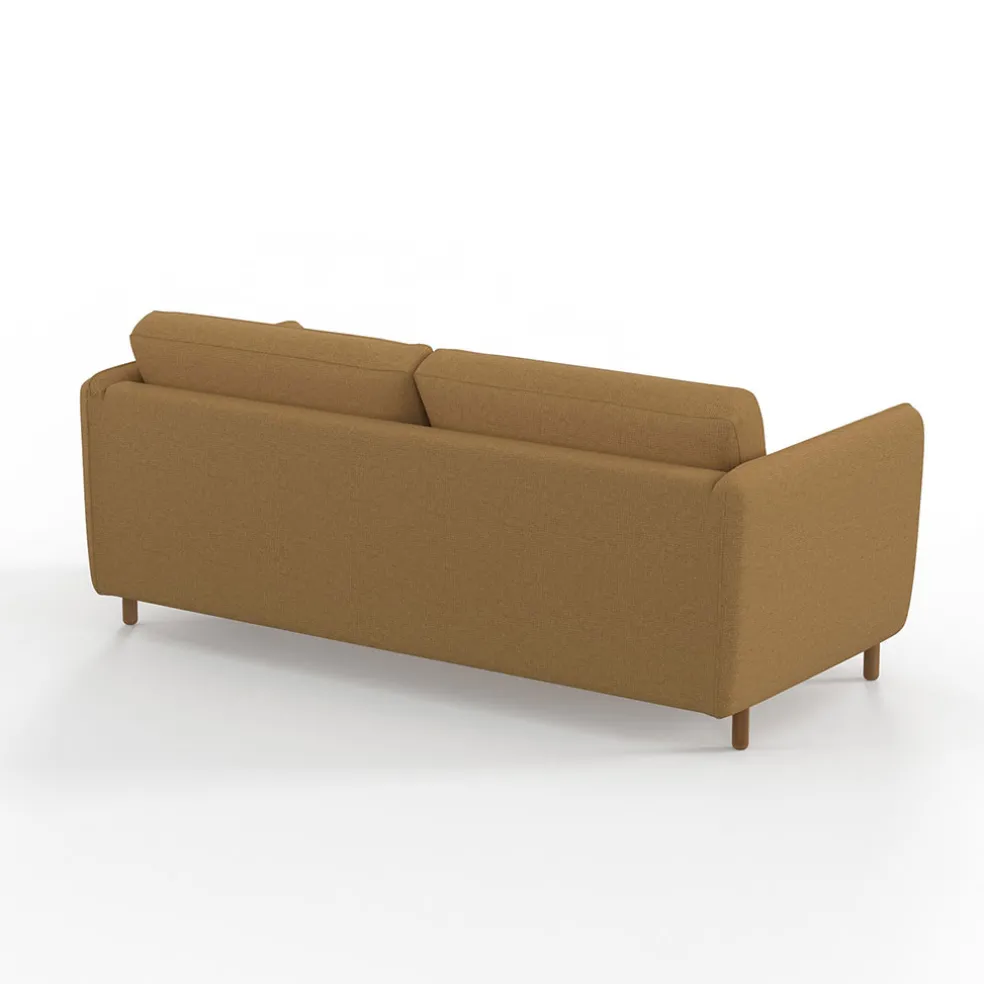 Canapé convertible 2 places Gustave - Tissu Texturé - Crown Moutarde