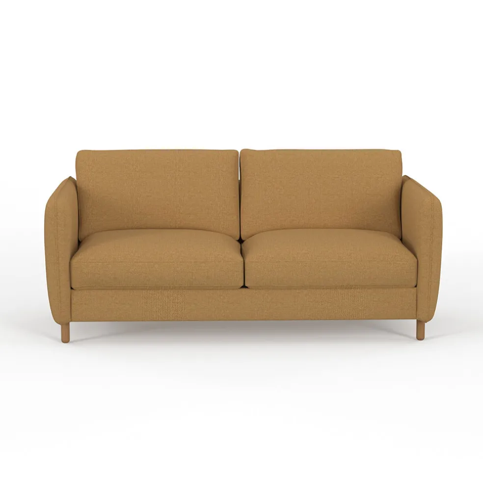 Canapé convertible 2 places Gustave - Tissu Texturé - Crown Moutarde