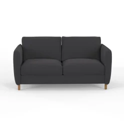 Canapé convertible 2 places Bultex Gustave - Velours Vintage - Adore Anthracite