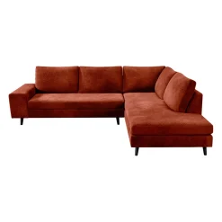 Canapé d'angle droit 5 places André - effet velours - Seven emerald