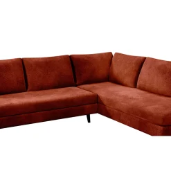 Canapé d'angle droit 5 places André - effet velours - Seven emerald