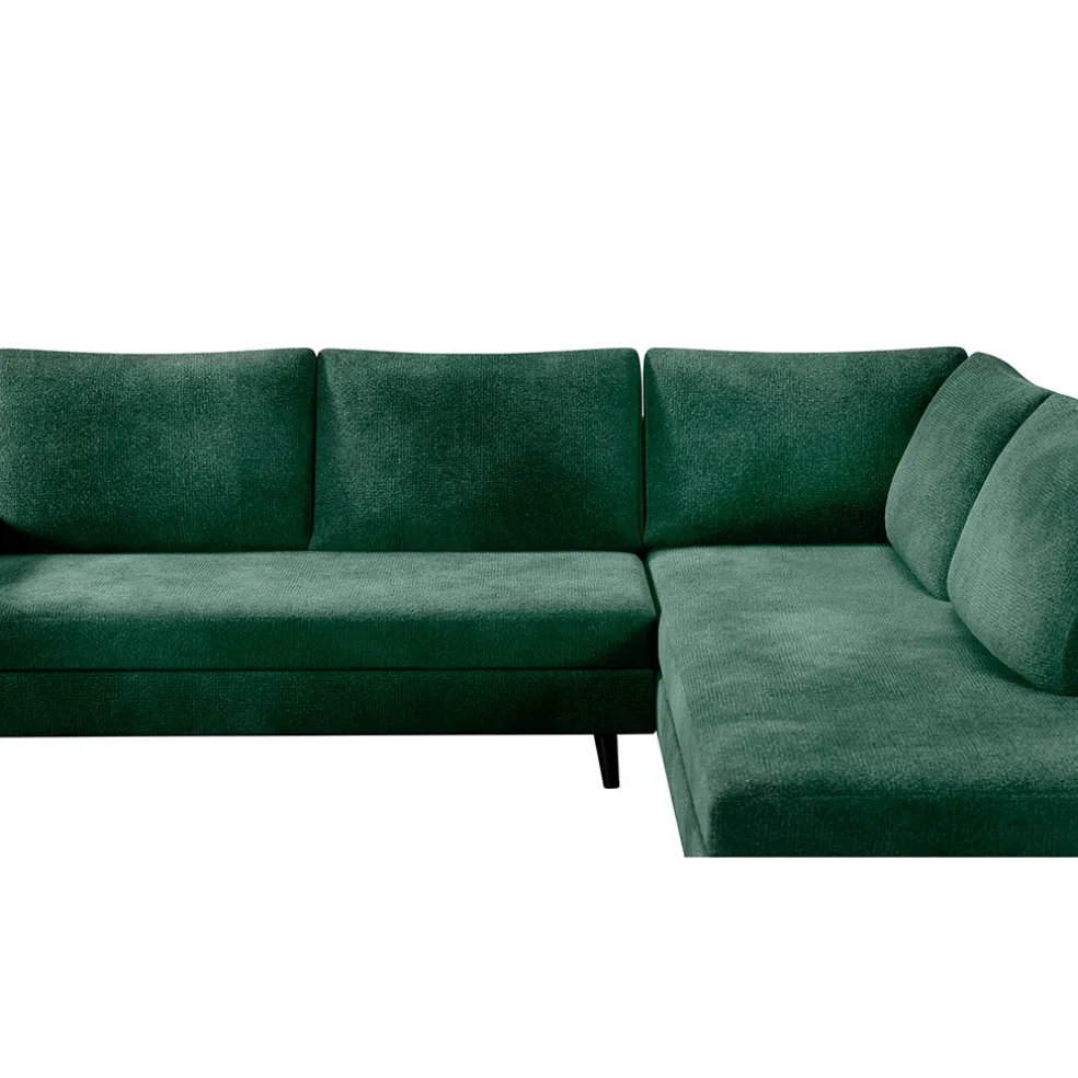 Canapé d'angle droit 5 places André - effet velours - Seven emerald
