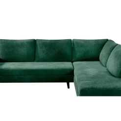 Canapé d'angle droit 5 places André - effet velours - Seven emerald