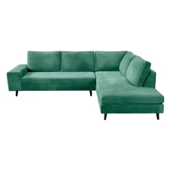 Canapé d'angle droit 5 places André - effet velours - Seven emerald