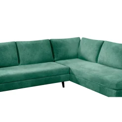 Canapé d'angle droit 5 places André - effet velours - Seven emerald