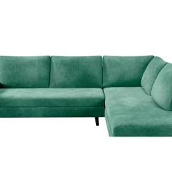 Canapé d'angle droit 5 places André - effet velours - Seven emerald