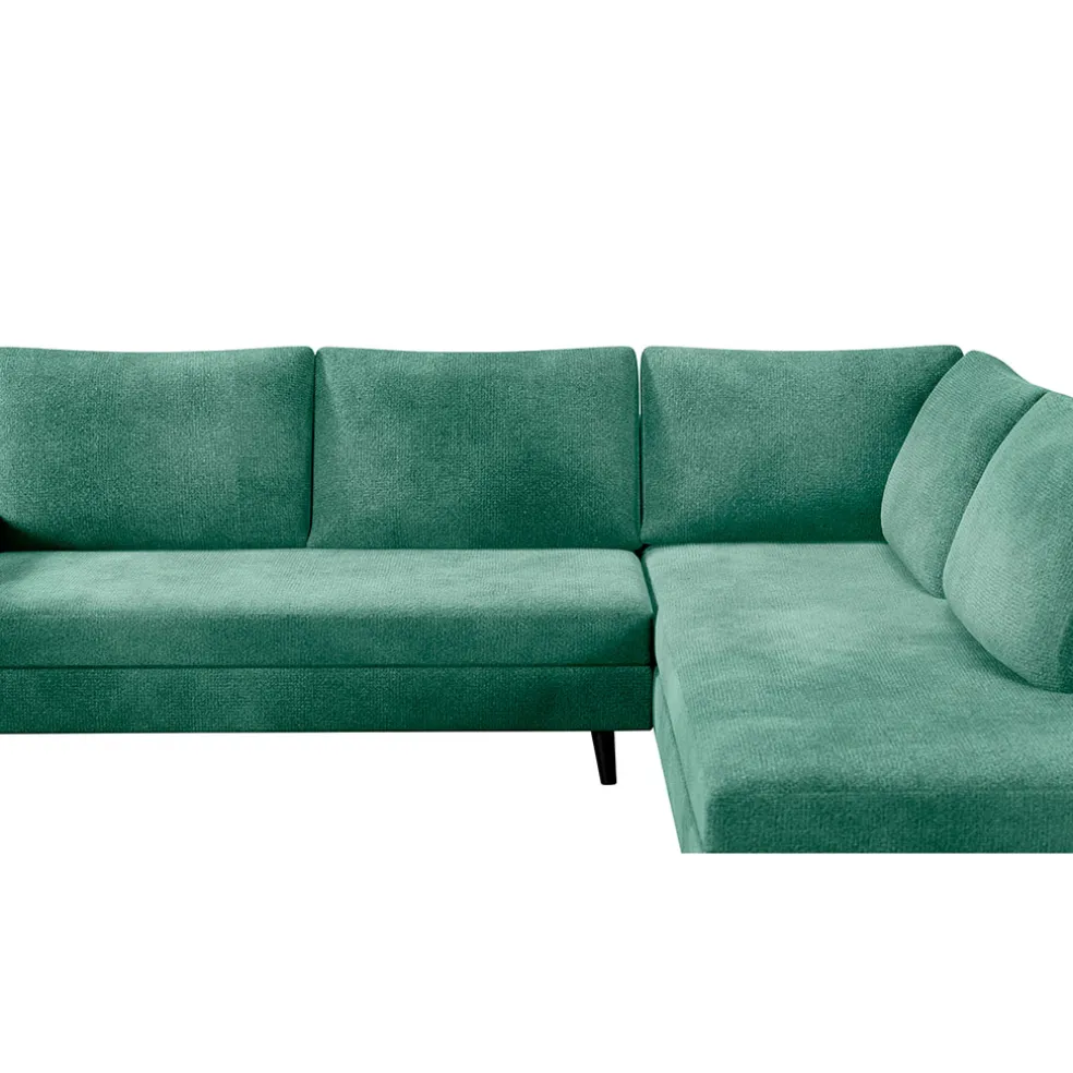 Canapé d'angle droit 5 places André - effet velours - Seven emerald