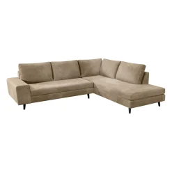 Canapé d'angle droit 5 places André - effet velours - Seven emerald