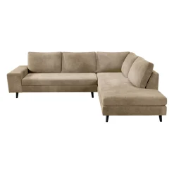 Canapé d'angle droit 5 places André - effet velours - Seven emerald