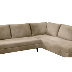 Canapé d'angle droit 5 places André - effet velours - Seven emerald