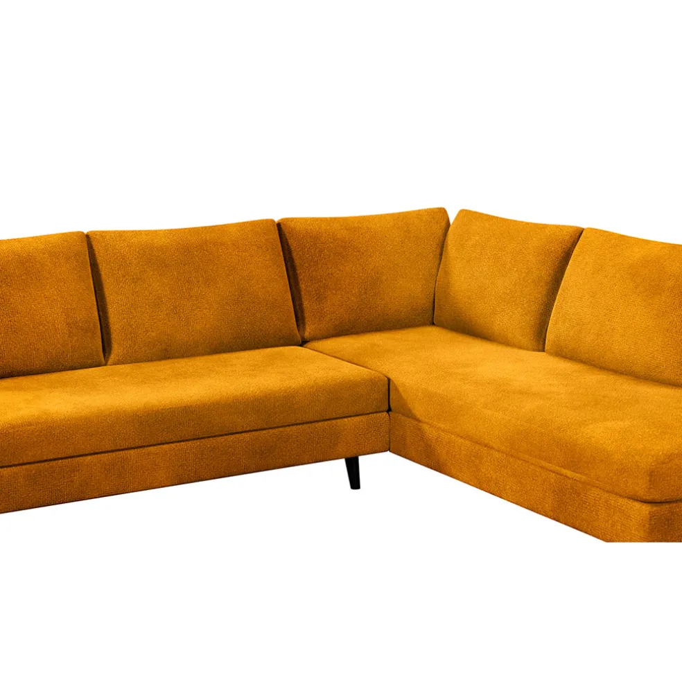 Canapé d'angle droit 5 places André - effet velours - Seven emerald