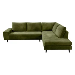 Canapé d'angle droit 5 places André - effet velours - Seven emerald