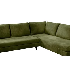 Canapé d'angle droit 5 places André - effet velours - Seven emerald