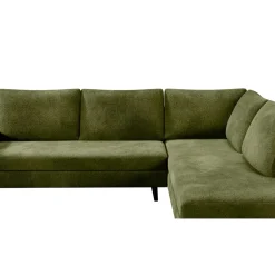Canapé d'angle droit 5 places André - effet velours - Seven emerald