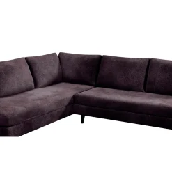 Canapé d'angle droit 5 places André - effet velours - Seven emerald