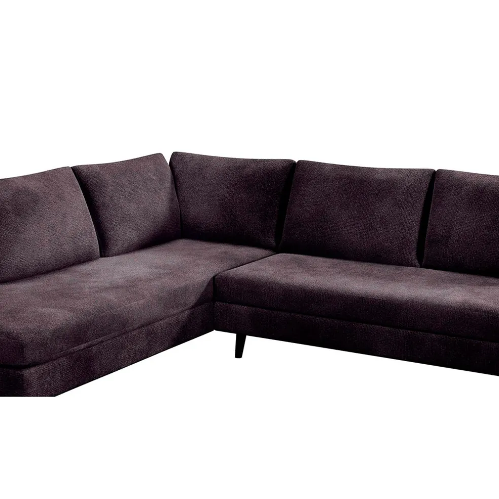 Canapé d'angle droit 5 places André - effet velours - Seven emerald