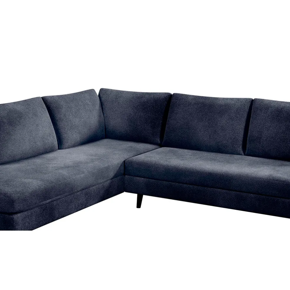 Canapé d'angle droit 5 places André - effet velours - Seven emerald