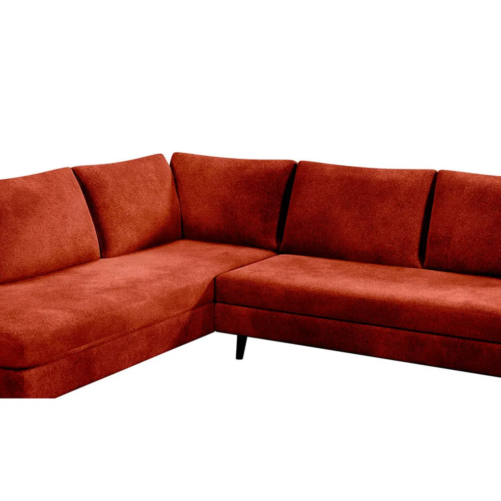 Canapé d'angle droit 5 places André - effet velours - Seven emerald