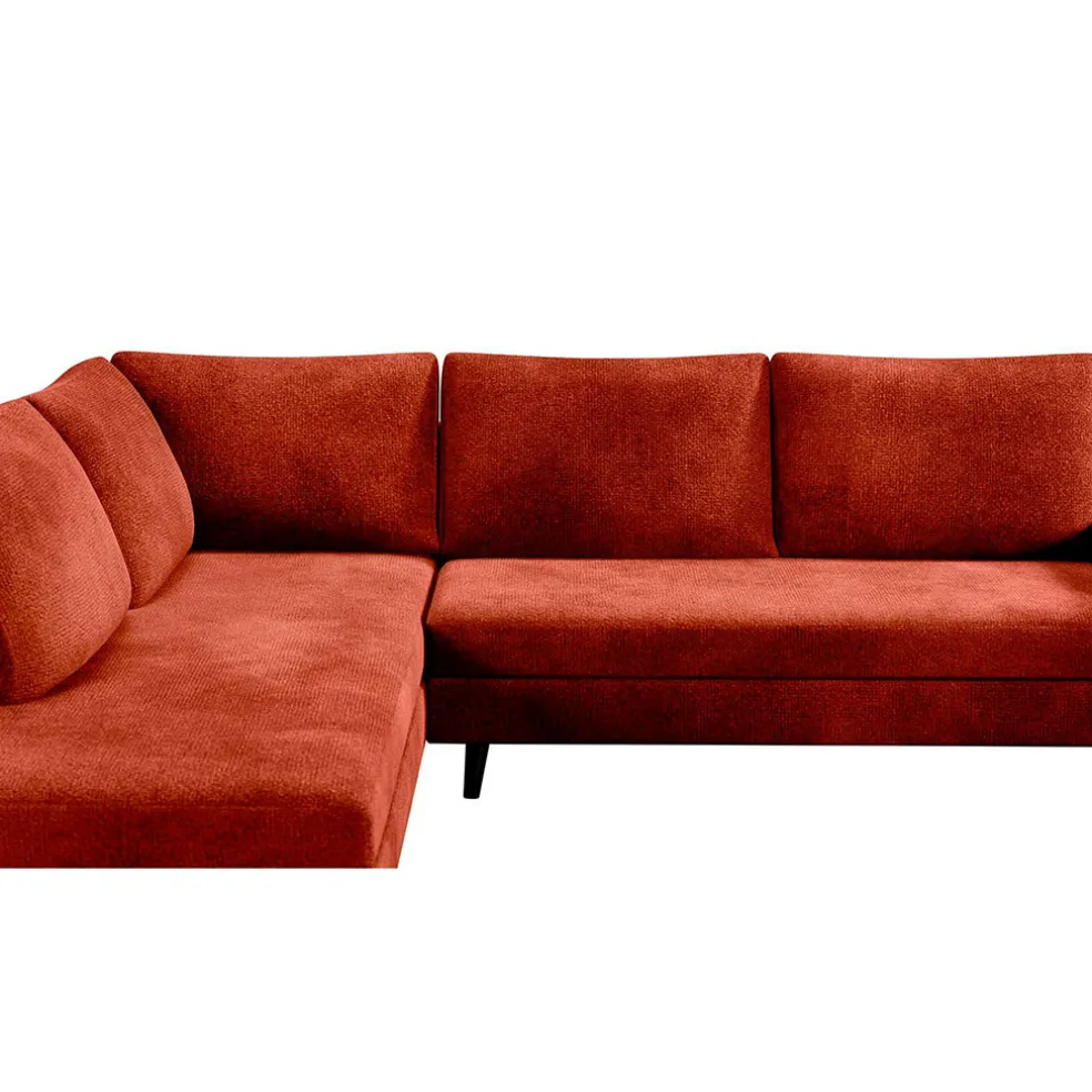 Canapé d'angle droit 5 places André - effet velours - Seven emerald