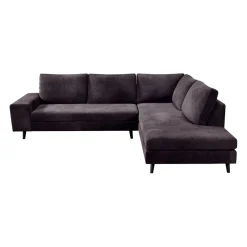 Canapé d'angle droit 5 places André - effet velours - Seven emerald