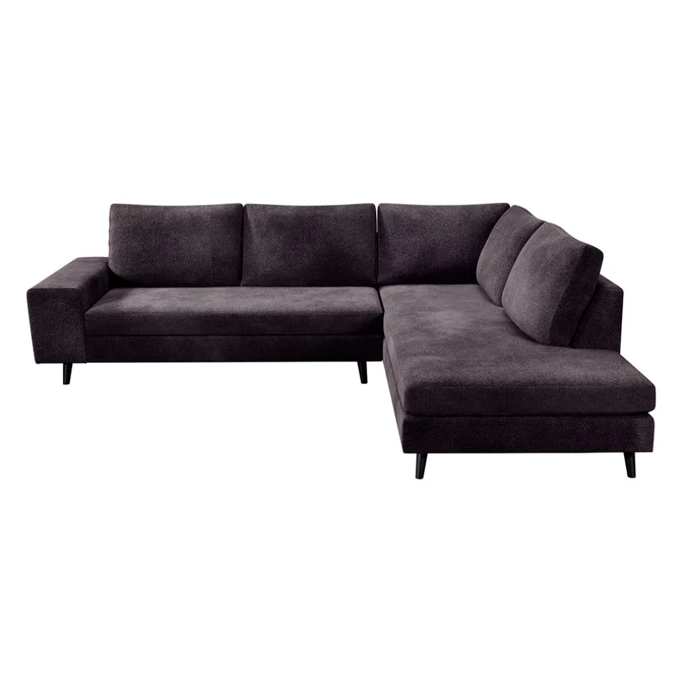 Canapé d'angle droit 5 places André - effet velours - Seven emerald