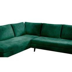 Canapé d'angle droit 5 places André - effet velours - Seven emerald