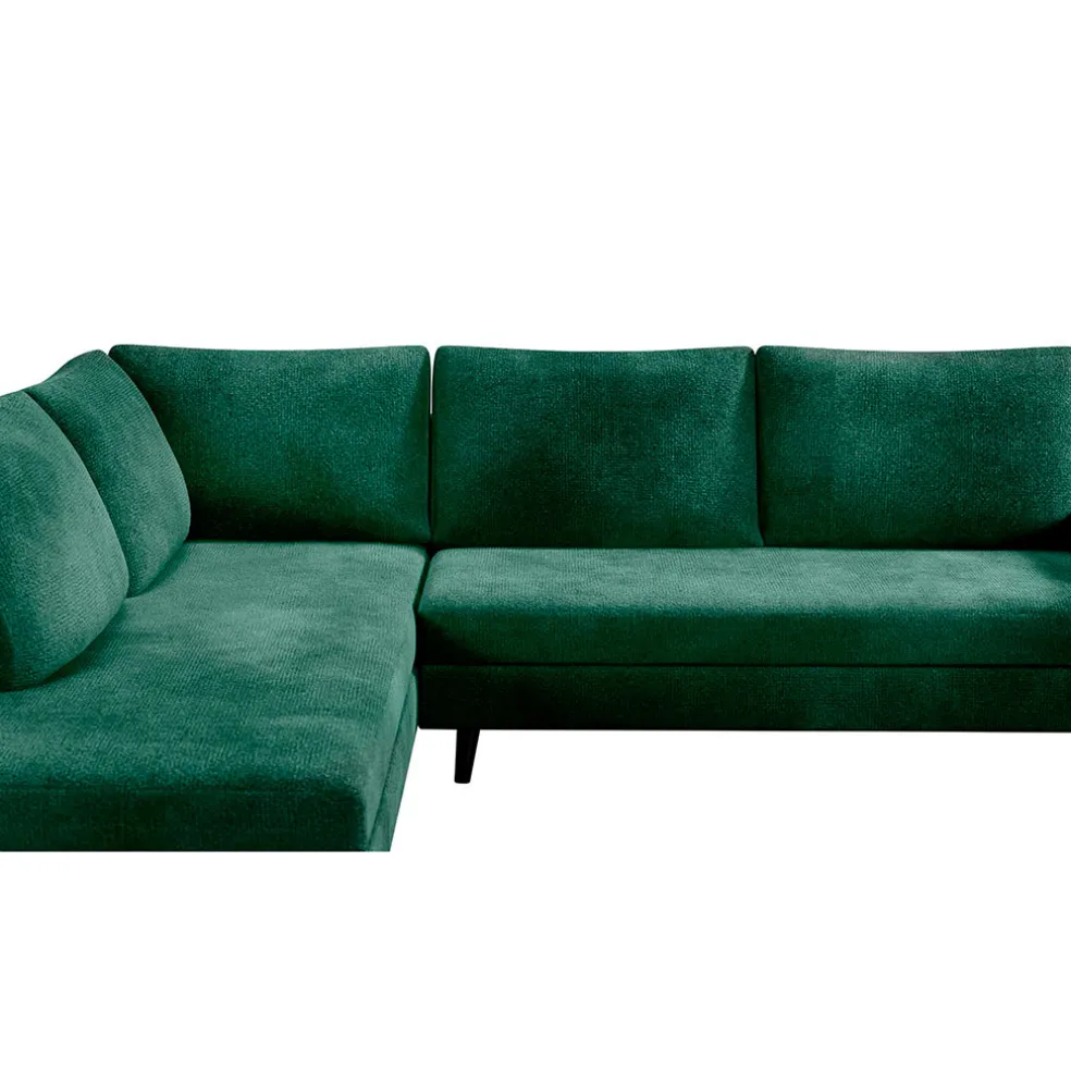 Canapé d'angle droit 5 places André - effet velours - Seven emerald
